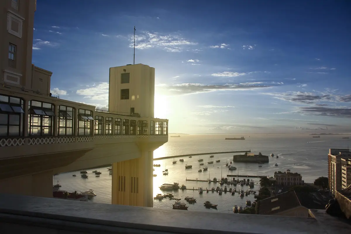 Sunset over the Bay of All Saints from the Lacerda Elevator