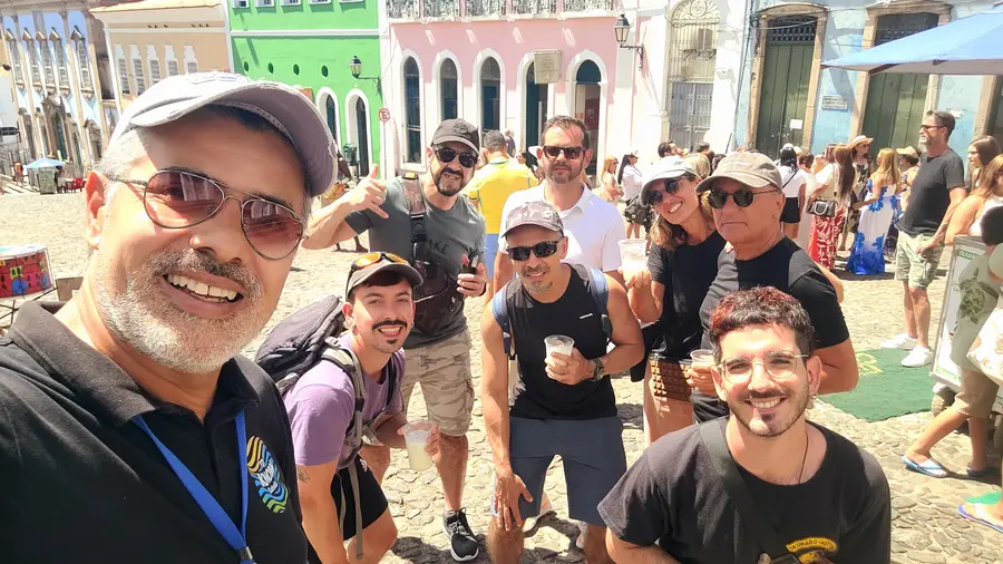 Our guide with a group of travelers in Pelourinho